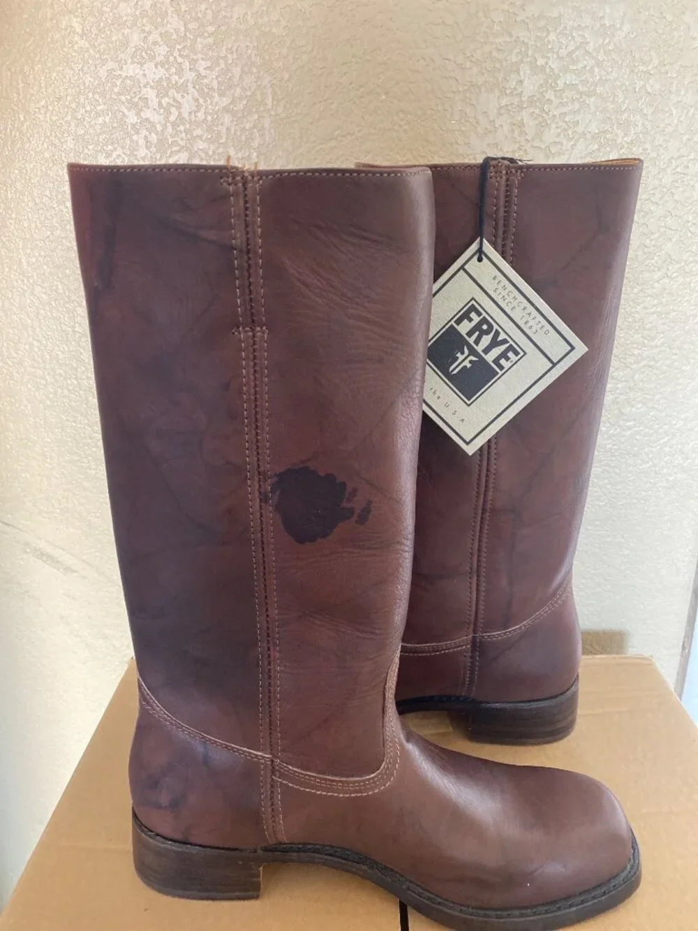 Vintage Frye Campus 14L Boots 87290 Men's 11M Brown Leather Made USA NOS